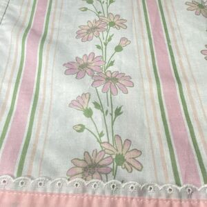 Vtg DANTREL Pillowcase Daisy Mae Floral Pink Green Eyelet Trim Standard 70s USA